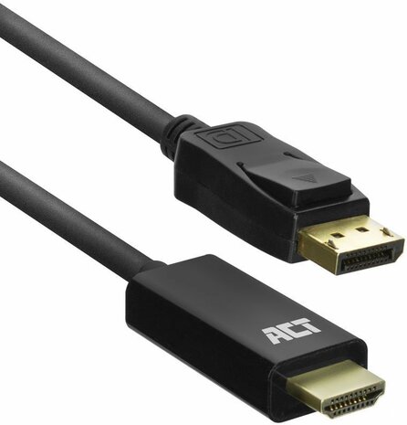 Adapterkabel : DisplayPort M naar HDMI M (1,8 m, zwart, 4K 30Hz 3840 x 2160 support)