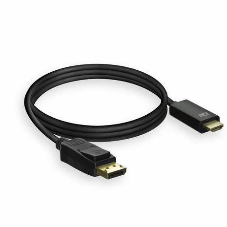 Adapterkabel : DisplayPort M naar HDMI M (1,8 m, zwart, 4K 30Hz 3840 x 2160 support)