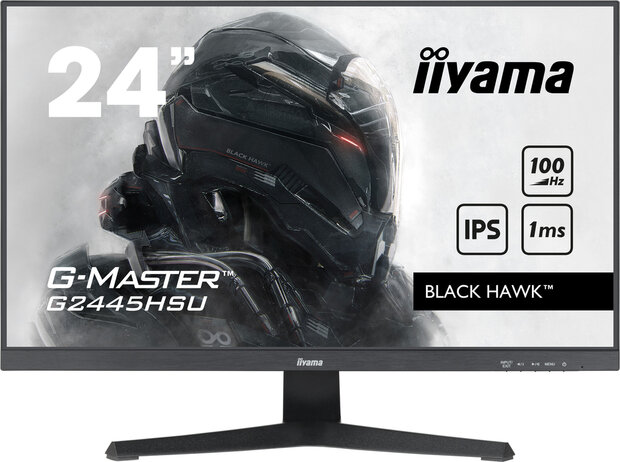 G-MASTER Black Hawk G2445HSU-B1 LED 24&quot;, 1920 x 1080 Full HD, 100 Hz, IPS, 1300:1, 1 ms, HDMI, DisplayPort, speakers, mat zwart