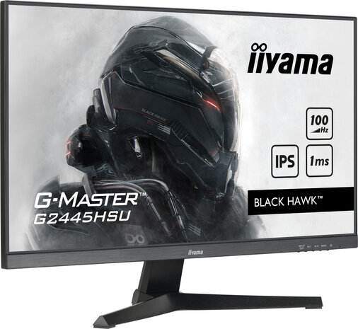 G-MASTER Black Hawk G2445HSU-B1 LED 24&quot;, 1920 x 1080 Full HD, 100 Hz, IPS, 1300:1, 1 ms, HDMI, DisplayPort, speakers, mat zwart