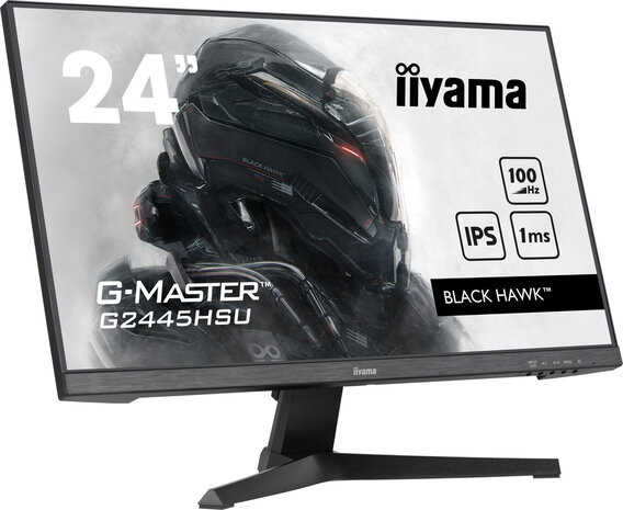 G-MASTER Black Hawk G2445HSU-B1 LED 24&quot;, 1920 x 1080 Full HD, 100 Hz, IPS, 1300:1, 1 ms, HDMI, DisplayPort, speakers, mat zwart