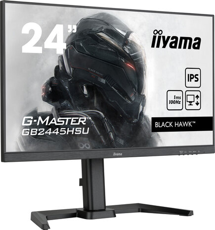 G-MASTER Black Hawk GB2445HSU-B1 LED 24&quot;, 1920 x 1080 Full HD, 100 Hz, IPS, 1300:1, 1 ms, HDMI, DisplayPort, speakers, mat zwart