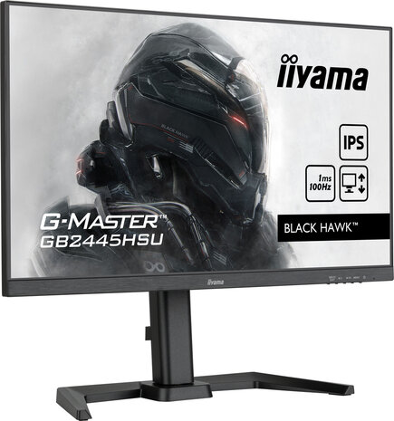 G-MASTER Black Hawk GB2445HSU-B1 LED 24&quot;, 1920 x 1080 Full HD, 100 Hz, IPS, 1300:1, 1 ms, HDMI, DisplayPort, speakers, mat zwart