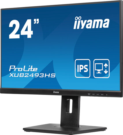 ProLite XUB2493HS-B6 LED 24&quot;, 1920 x 1080 Full HD 100 Hz, IPS, 1300:1, 0,5 ms, HDMI, DisplayPort, speakers, zwart mat