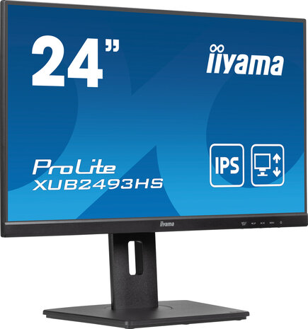 ProLite XUB2493HS-B6 LED 24&quot;, 1920 x 1080 Full HD 100 Hz, IPS, 1300:1, 0,5 ms, HDMI, DisplayPort, speakers, zwart mat