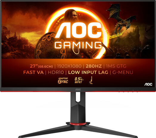 Gaming 27G2ZN3/BK LED 27&quot;, 1920 x 1080 Full HD, 280 Hz, VA, 4000:1, HDR10, 0,5 ms, 2 x HDMI, DisplayPort, zwart/rood