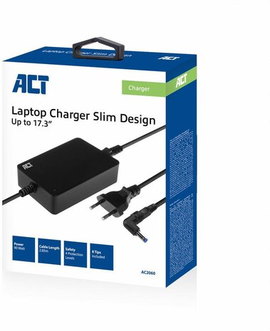 Charger voor laptops (90 Watt, slim model, 8 tips)