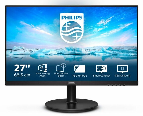 V-line 271V8LA LED 27&quot;, 1920 x 1080 Full HD, VA, 3000:1, 4 ms, HDMI, VGA, speakers, zwart