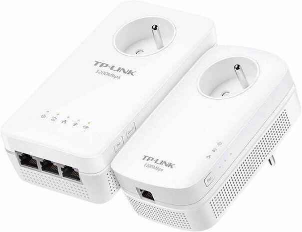 TL-WPA8635P KIT V4 Powerline adapter kit (3-poort switch, GigE, HomePlug AV 2.0, IEEE 1901, Wi-Fi 5, dual band, wall-pluggable)