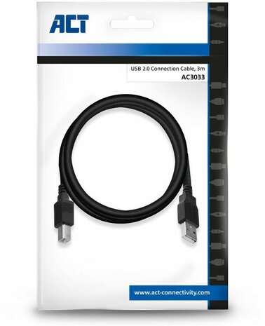 USB 2.0 kabel (3 m, zwart)