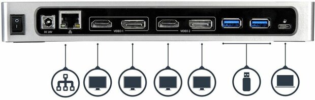 DK30A2DH USB-C / USB 3.0 Docking Station (4K dual monitors, USB-C, Thunderbolt 3, GBLAN)