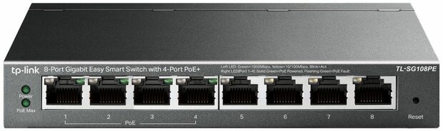 TL-SG108PE Gigabit Easy smart switch (8 poorten, PoE)