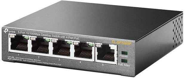 TL-SF1005P Switch (unmanaged, 5 x 10/100, 4 PoE, 58 Watt)