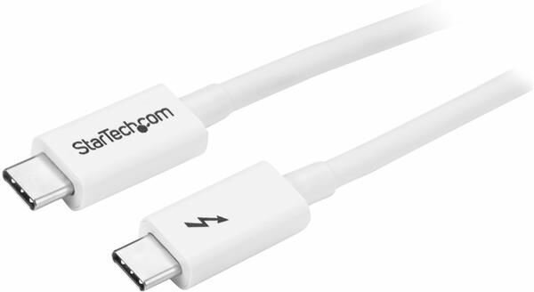 Thunderbolt 3 kabel (20 Gbps, USB-C DP, 4K support, 1 meter, wit)