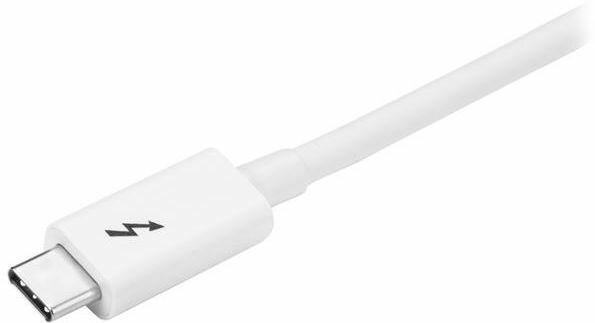 Thunderbolt 3 kabel (20 Gbps, USB-C DP, 4K support, 1 meter, wit)