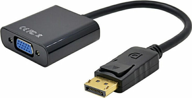 DisplayPort M naar VGA F Adapter (10 cm, zwart)