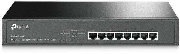 TL-SG1008MP Switch (unmanaged, 8 x 10/100/1000 PoE+, rack-mountable, PoE+ 126 Watt)