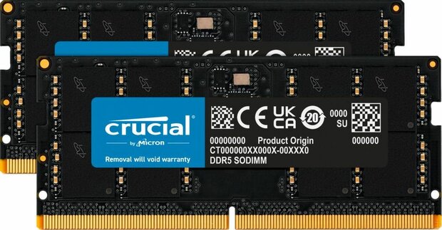 CT2K32G48C40S5 DDR5 kit 64 GB, SO-DIMM 262-pin, 4800 MHz, PC5-38400, CL40 (2 x 32 GB)