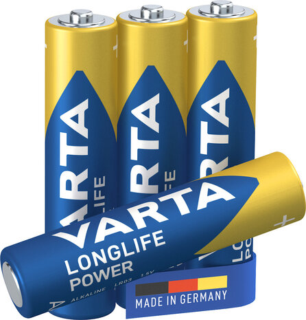 Alkaline AAA batterijen (LR03, 1,5 Volt, 1240 mAh, 4-pack)