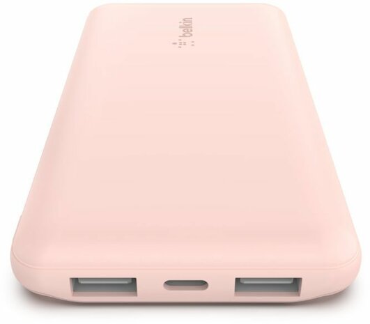 Boost Charge Power Bank (10.000 mAh, 18 Watt, 3 output connectors, 2 x USB, USB-C, roze goud)