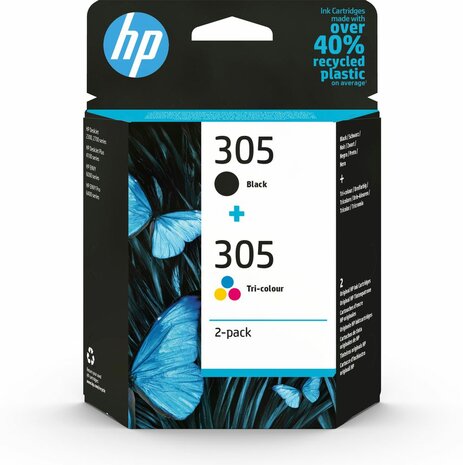 6ZD17AE inkjetcartridges 305 (2-pack, zwart en kleur)