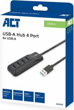 USB-A Hub (USB 3.2, 4 poorten, 50 cm)