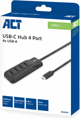 USB-C 4-poort Hub (4 x USB-A uitgang, 1 x USB-C ingang)