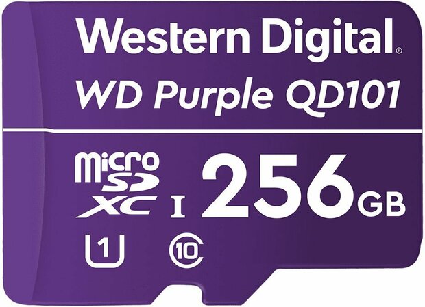 WD Purple SC QD101 WDD256G1P0C Flash memory card 256 GB (UHS-I U1, Class 10, microSDXC UHS-I, purper)