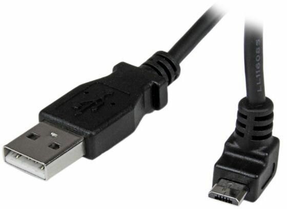 Micro USB-kabel A naar hoek micro B (2 meter, zwart)