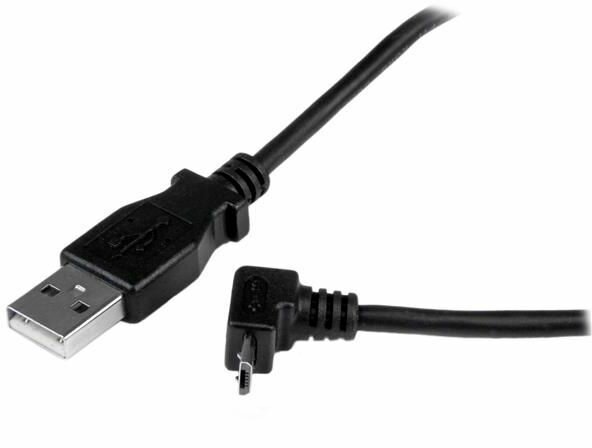 Micro USB-kabel A naar hoek micro B (2 meter, zwart)