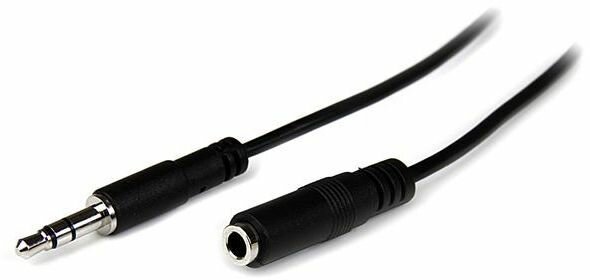 Slim 3,5 mm stereo audioverlengkabel M/F (2 meter, zwart)