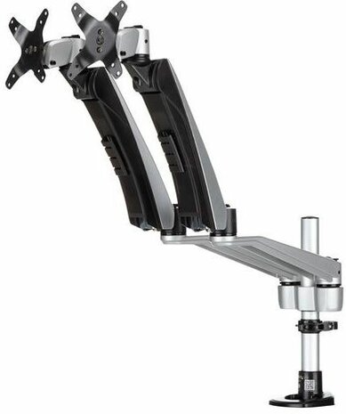 Dual Monitor Arm One-Touch Height Adjustment (voor schermen tot 30&quot;, zwart/zilver)