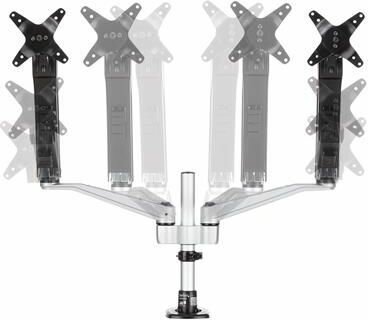 Dual Monitor Arm One-Touch Height Adjustment (voor schermen tot 30&quot;, zwart/zilver)