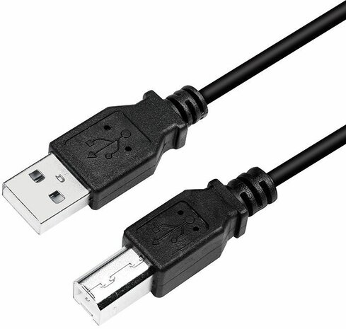 USB 2.0 kabel : A M naar B M (3 meter, zwart)