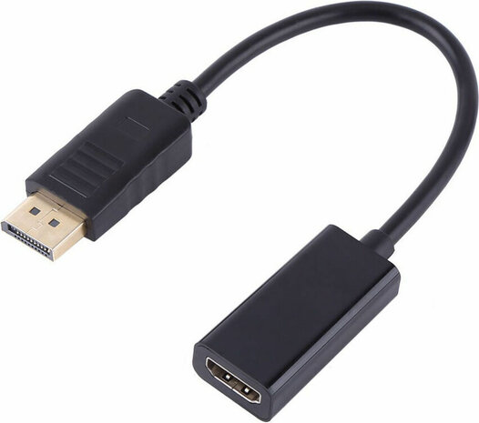 DisplayPort naar HDMI Adapter : DisplayPort M naar HDMI F (20 cm, zwart)