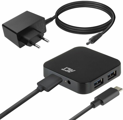 USB-Hub met voeding (4 poorten USB-A, input USB-C)