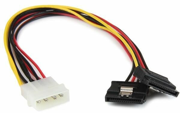 LP4 naar 2 x Latching S-ATA Power Y Splitter (4-pin Molex naar dual S-ATA, 30 cm)