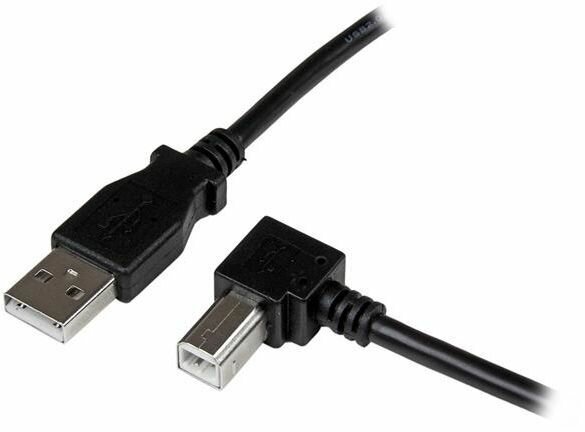 USB 2.0 A naar rechtse hoek B M/M kabel (2 meter, zwart)