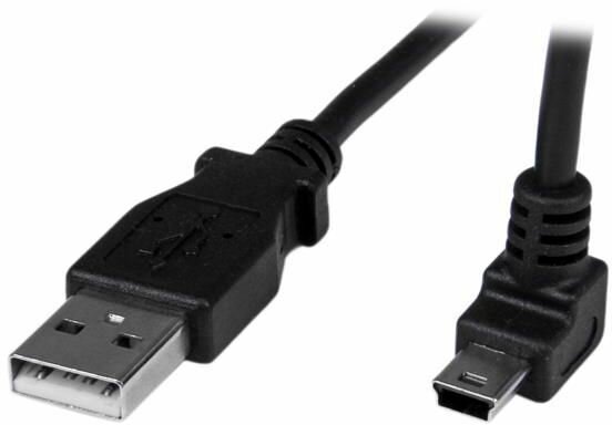 Mini USB-kabel A naar hoek mini B (1 meter, zwart)