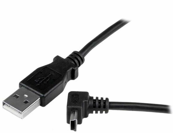 Mini USB-kabel A naar hoek mini B (1 meter, zwart)