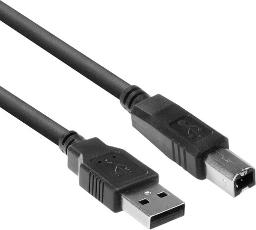 USB-kabel : USB B M naar USB 2.0 M (1 m, zwart)