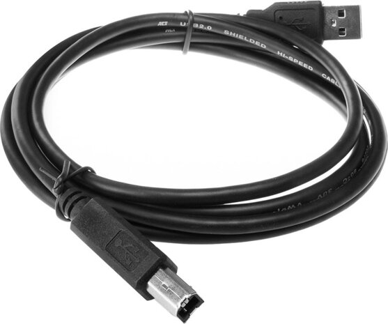 USB-kabel : USB B M naar USB 2.0 M (1 m, zwart)