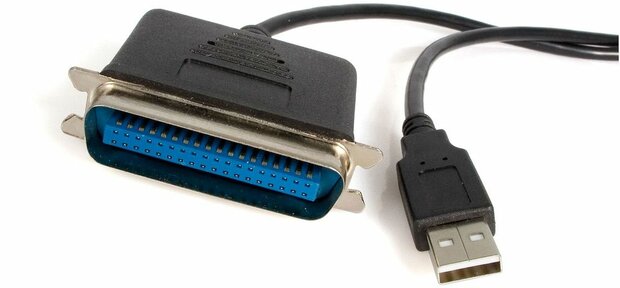 USB naar parallel printeradapter M/M (zwart, 1,8 meter)