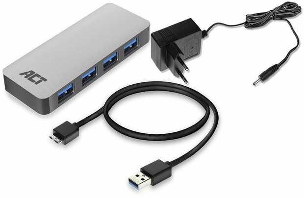 AC6120 USB 3.2 Gen1 USB-Hub (4 poorten, incl. stroomadapter)