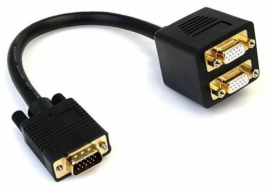 VGA-splitter M/F (30 cm, zwart)