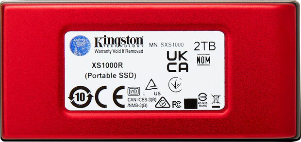 2000 GB XS1000 SSD (USB 3.2 Gen 2, USB-C connector, rood)