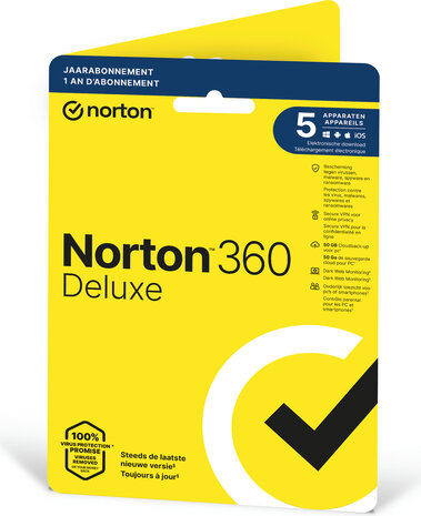 Norton 360 Deluxe (5 apparaten, 1 jaar, NL)