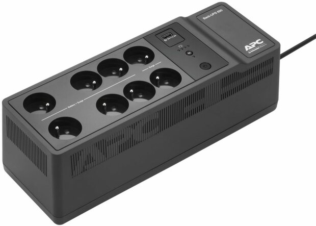 BE650G2-FR Back-UPS (AC 220/230 V, 400 Watt, 650 VA, USB, 8 output connectors, Belgium/France, zwart)