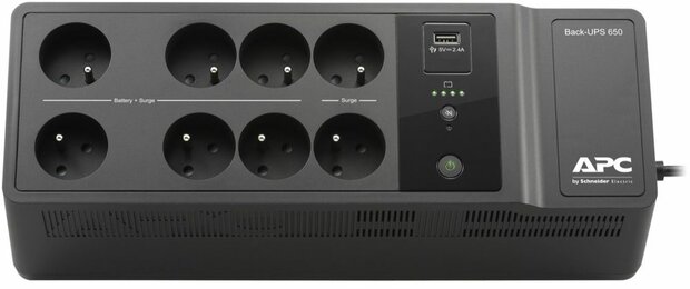 BE650G2-FR Back-UPS (AC 220/230 V, 400 Watt, 650 VA, USB, 8 output connectors, Belgium/France, zwart)