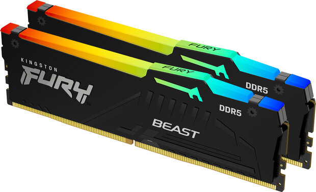 KF560C40BBAK2-64 Fury Beast RGB DDR5 kit 64 GB, DIMM 288-pin, 6000 MHz, PC5-48000, CL40, zwart (2 x 32 GB)